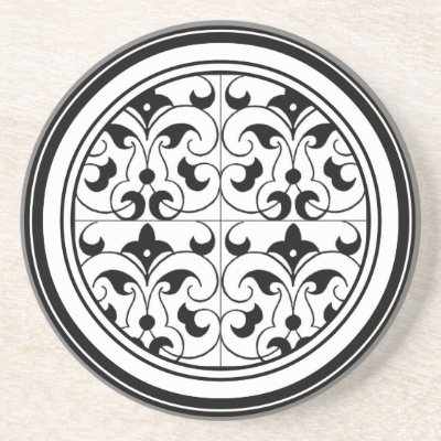 Black & White Fleure De Lis Coaster by MagnoliaVintage