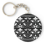 Black & White Fleure De Lis Keychains