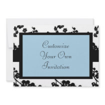 Black & White Floral, Baby Blue