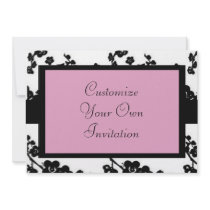 Black & White Floral, Baby Pink