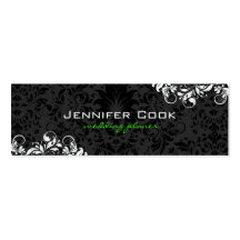 Black & White Floral Damasks 4 Wedding Planner Business Card Template