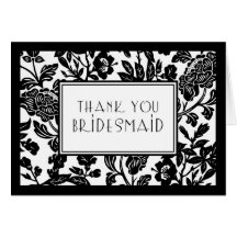 Black & White Floral Thank You Bridesmaid Card