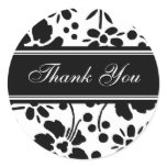 Black & White Floral Thank You Envelope Seals stickers