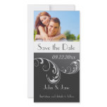 Black & White Flourish/photo  "Save the Date" Photo Greeting Card