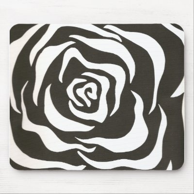 black & white flower mouse pads by Kaitesartcentral