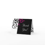 Black, White, Fuchsia Reverse Swirl Thank You Card