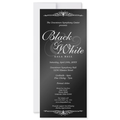 Black & white gala ball dance corporate tea length custom announcement by FidesDesign
