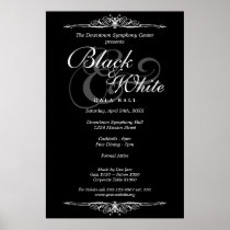 Black & white gala ball dance custom event poster posters