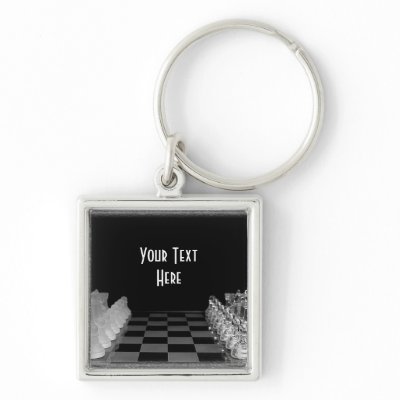Black & White Glass Chess Board Game Keychain by VoXeeD