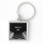 Black & White Glass Chess Board Game keychains