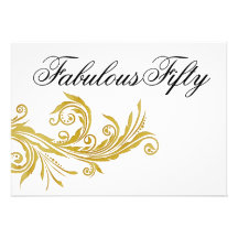 Black White Gold Womans 50th Birthday Party Custom Invites