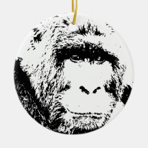 Black & White Gorilla Ornament