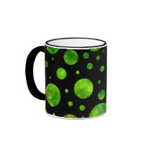 Black & White Green Polka Dots Mug