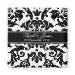 Black white & grey damask save the date magnet