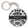 Black white & grey damask Wedding set Keychains