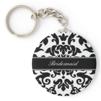 Black white & grey damask Wedding set Keychains by Cards_by_Cathy