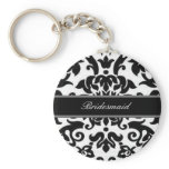 Black white & grey damask Wedding set keychains