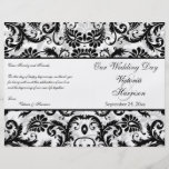 Black, White, Grey Floral Damask Wedding Program Personalized Flyer