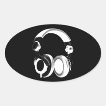Black & White Headphone Silhouette Stickers