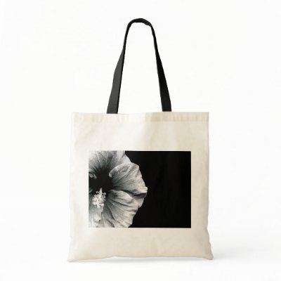 Black & White Hibiscus Flower Photography Canvas Bag by VoXeeD