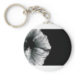 Black & White Hibiscus Flower Photography keychains