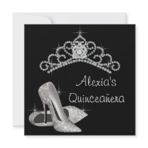 Black White High Heels Tiara Black Quinceanera