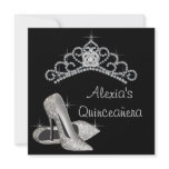 Black White High Heels Tiara Black Quinceanera invitations
