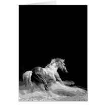 Black & White Horse in Action Greeting Cards