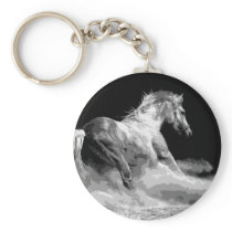 Black & White Horse in Action Keychains