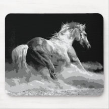 Black & White Horse in Action Mouse Pad