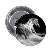 Black & White Horse in Action Pinback Button