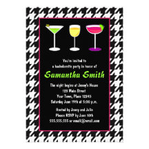 Black & White Houndstooth Bachelorette Party Custom Invitations