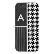 Black & White Houndstooth Case For iPhone 5