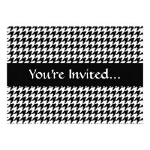Black/White Houndstooth Stylish Fashion Designer Personalized Invites