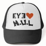 Black & White I LUV MUL  Logo cap Hats