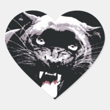 Black & White Jaguar Eyes Heart Sticker
