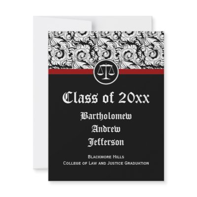 Black/White Justice Scales Law School Graduation by CustomInvites