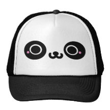 Black White Kawaii Panda Face Trucker Hats