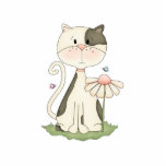 Black & White Kitty w/ Flower photo sculptures