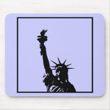 Black & White Lady Liberty Silhouette Mousemat