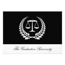 Black/White Laurel Law School Graduation Personalized Announcements