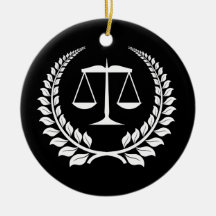 Black/White Laurel Law School Graduation Christmas Tree Ornament