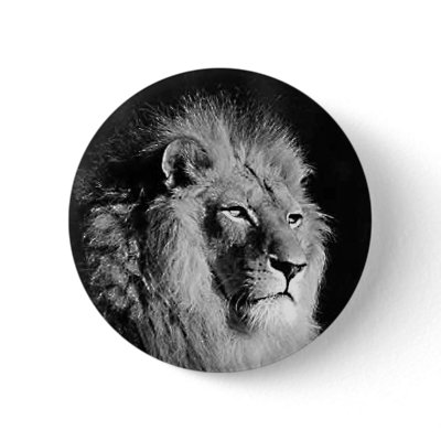 Black & White Lion Photo Pinback Button by made_in_atlantis