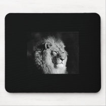 Black & White Lion Photo Mouse Pad