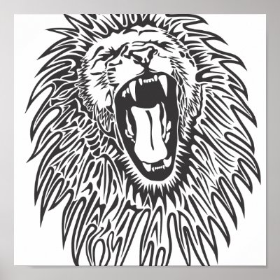 black-white-lion-vector print by CreativeColours
