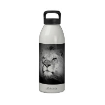 Black & White Lion Water Bottle