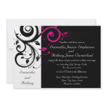 Black/White/Magenta Bold Swirl Wedding Invitations