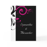 Black White Magenta Swirl Wedding Invitation Cards