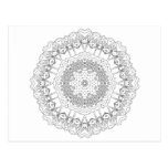 Black & White Mandala For Colouring And Meditation Postcard