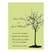 Black White maple tree save the date postcard